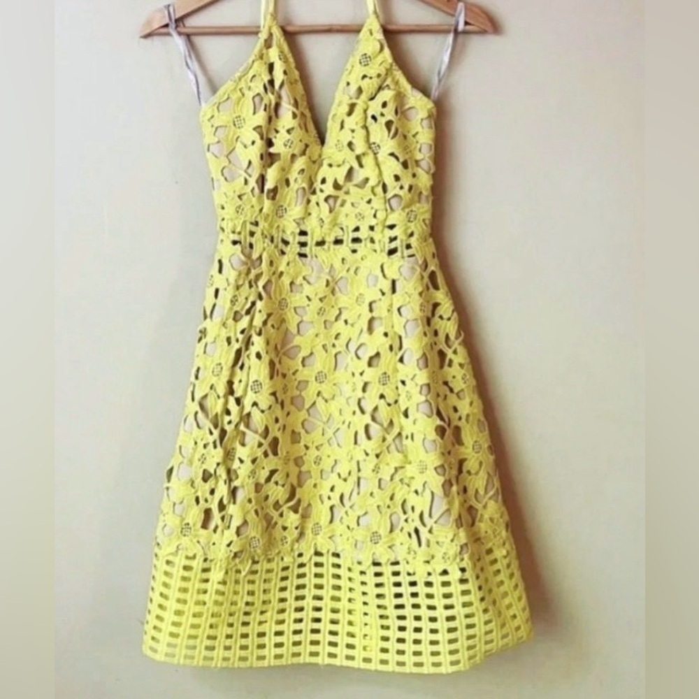 Lovers + Friends Crochet Lace Yellow Dress Fairy Boho Cottagecore Party Wedding